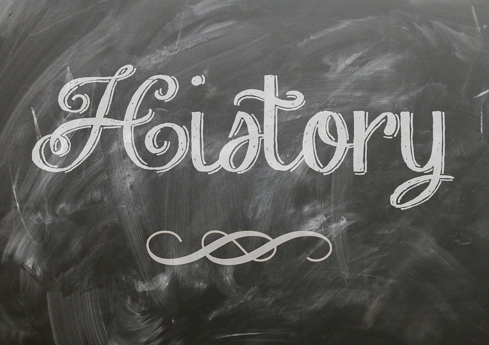 The word 'History' on a blackboard